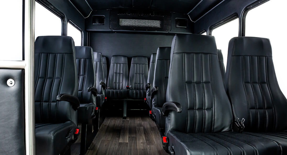 interior seats inside 15 passenger shuttle bus