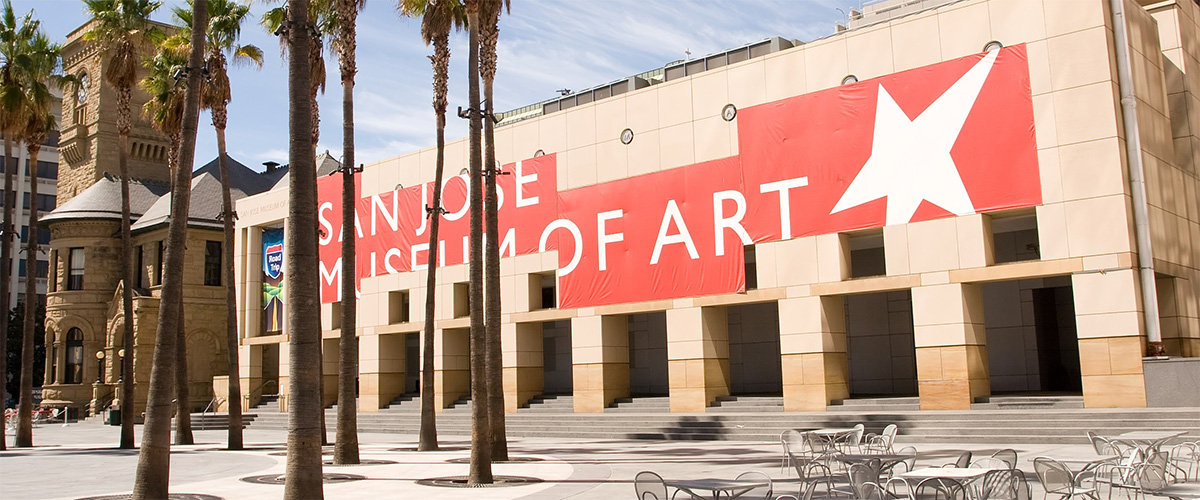 Exterior photo of the San Jose Museum of Art located in downtwon San Jose, CA